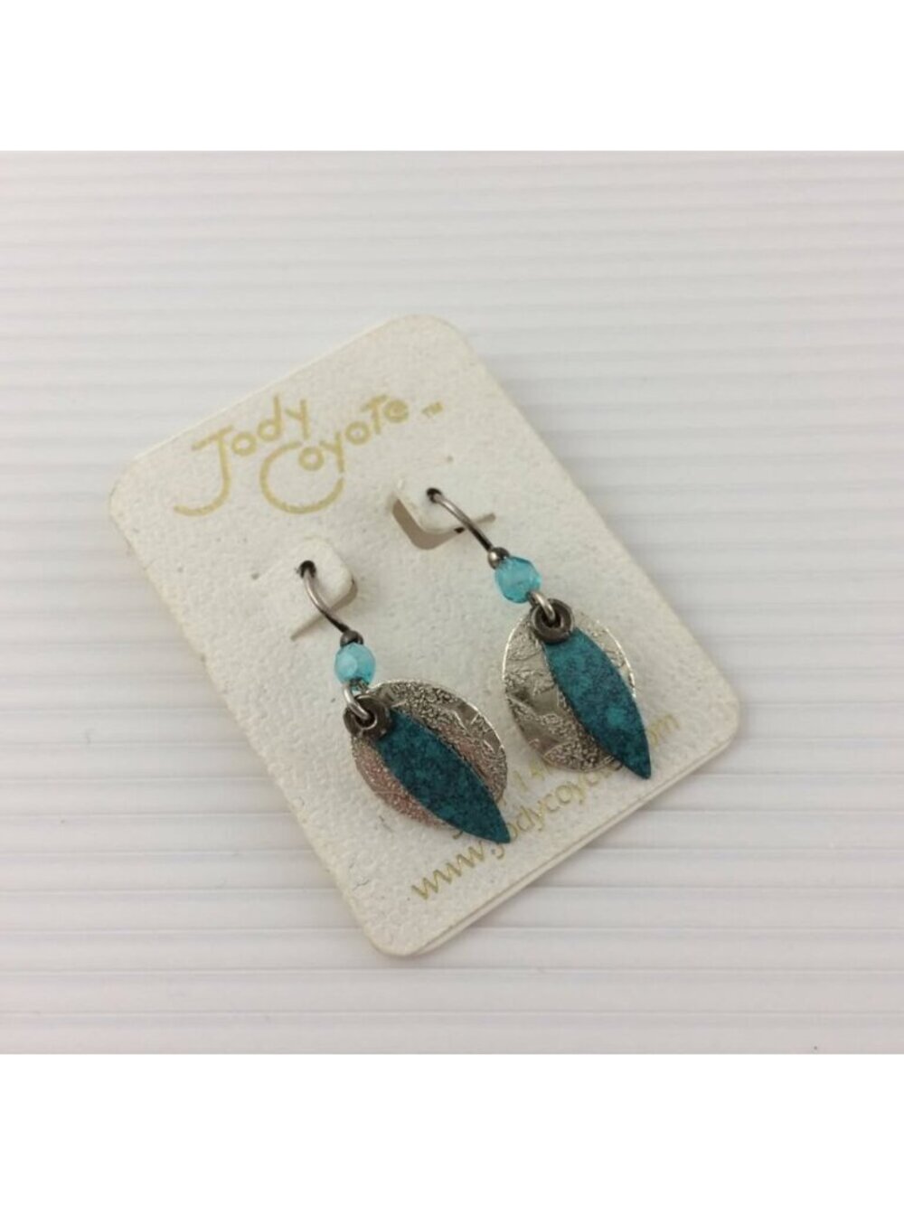 Jody Coyote Dangle Pierced Textured Earrings Boho Sterling Silver Hooks